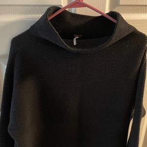 Free People Oversized Black Ribbed Sweater S
